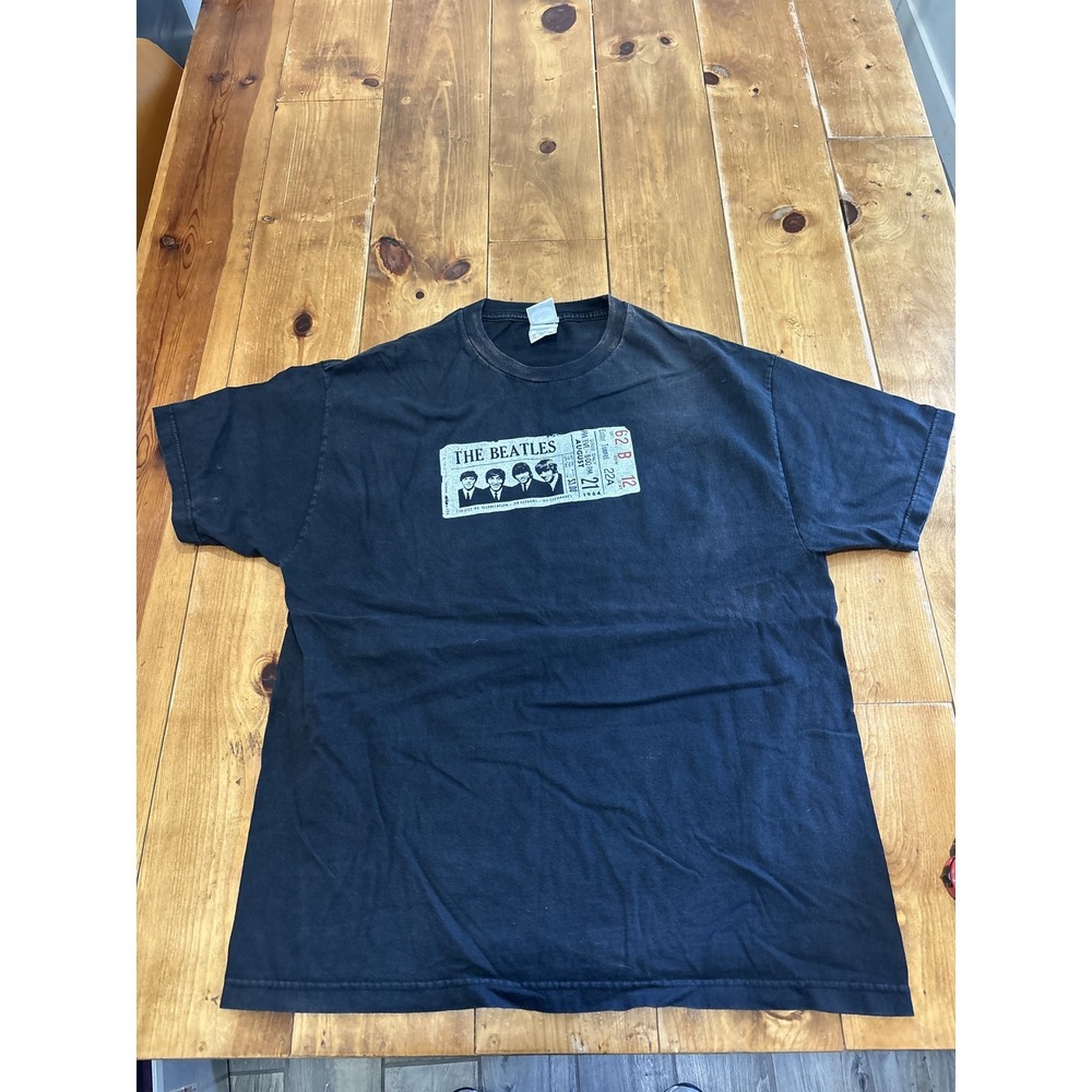 Vintage The Beatles Black T-Shirt Mens XL 2005 Apple Corps Licensed Band Tee